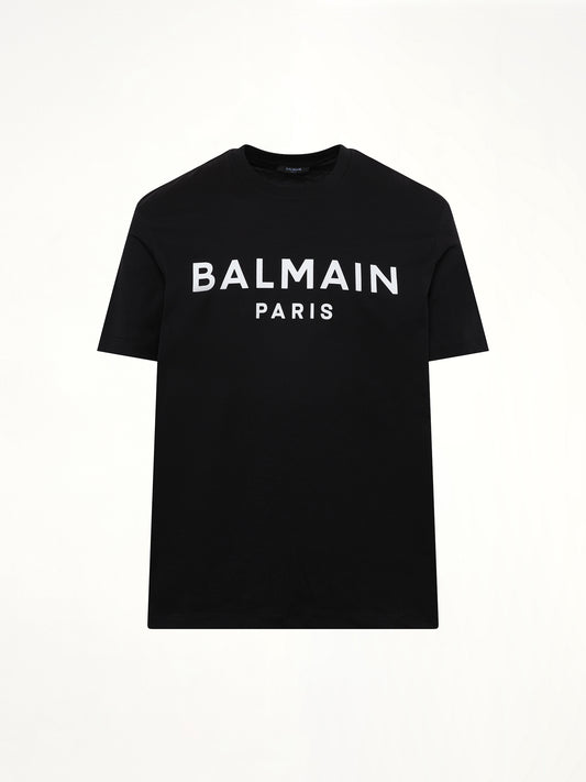 Logo Printed Straight Fit T-shirt in Black/White