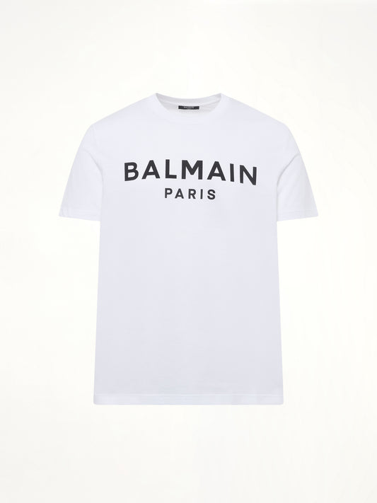 Logo Printed Straight Fit T-shirt in White/Black