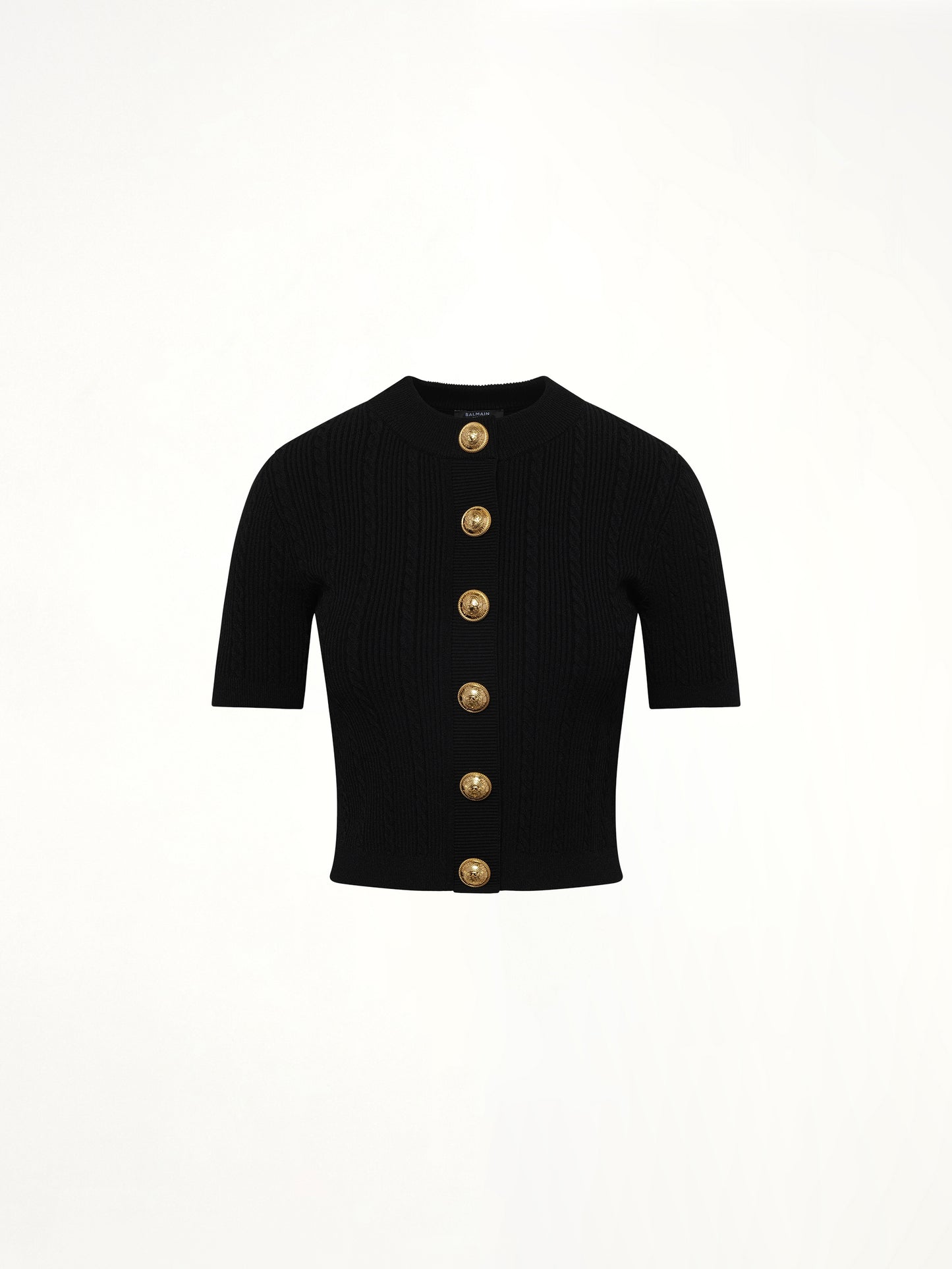 SS Buttoned Torsade Knit Cardigan in Black