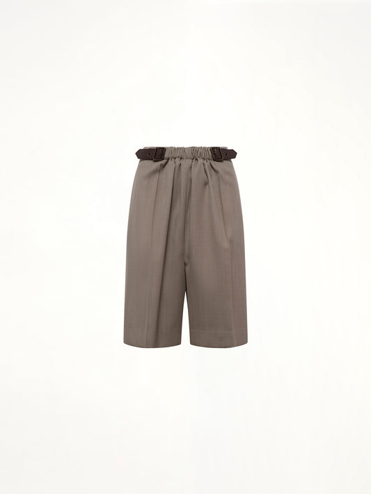 Belted Shorts in Beige Melange