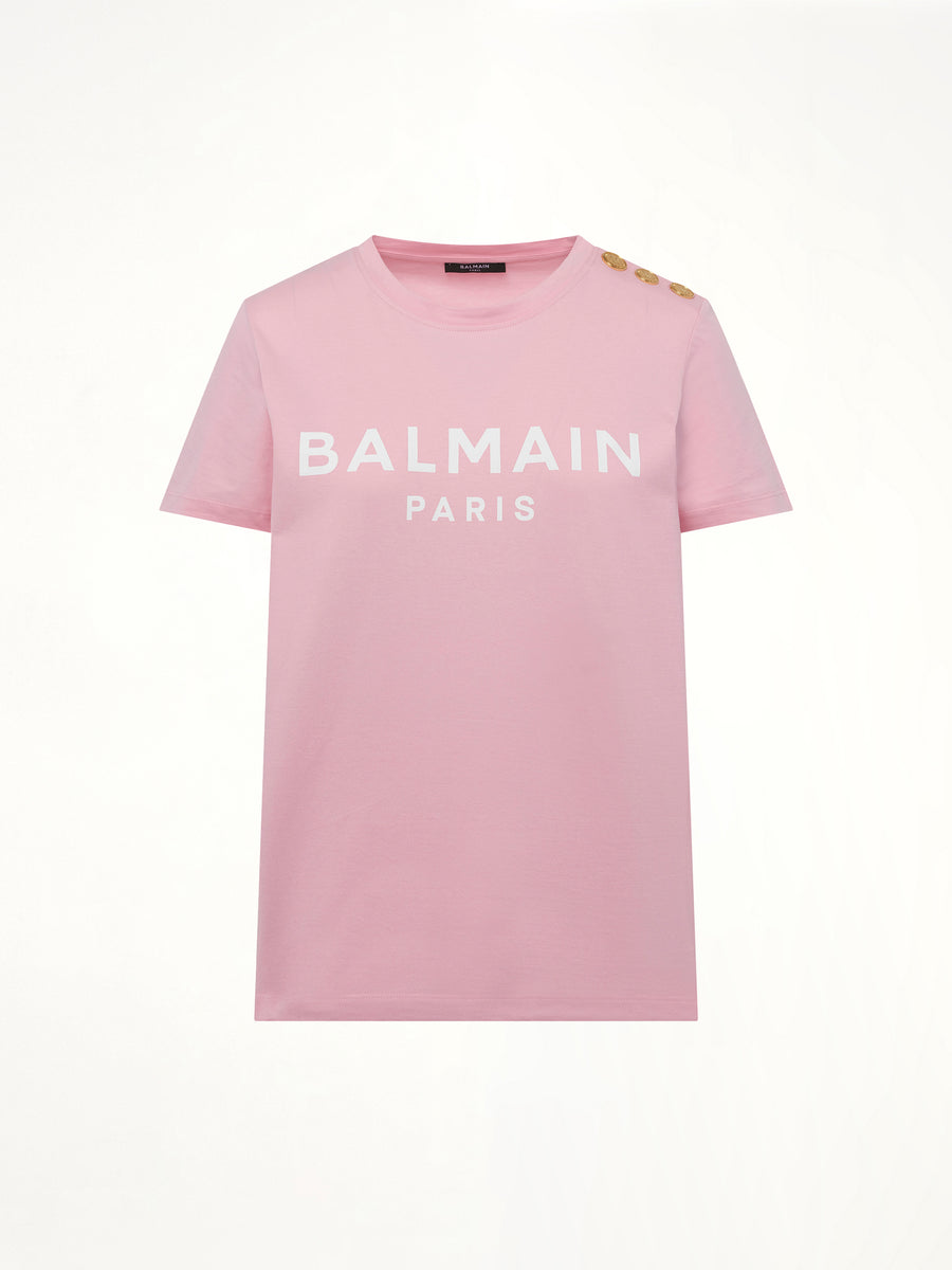 3 BTN Balmain Printed T-Shirt in Rose/White