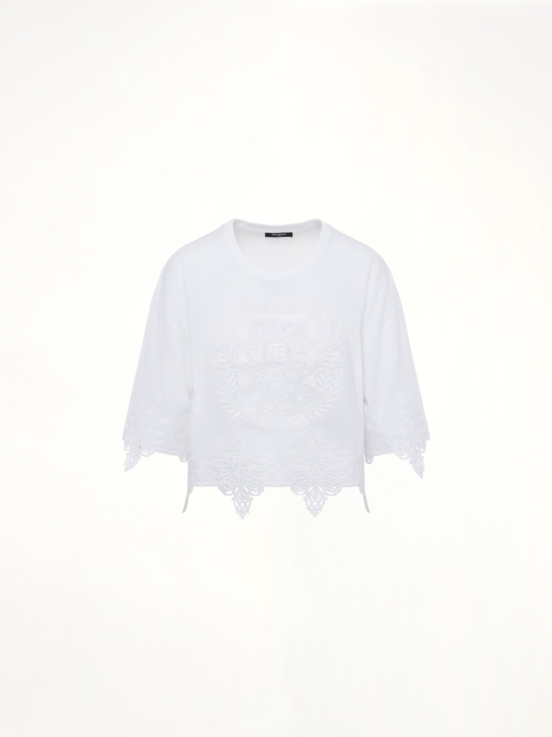 Balmain Emblem Baseball T-Shirt in White