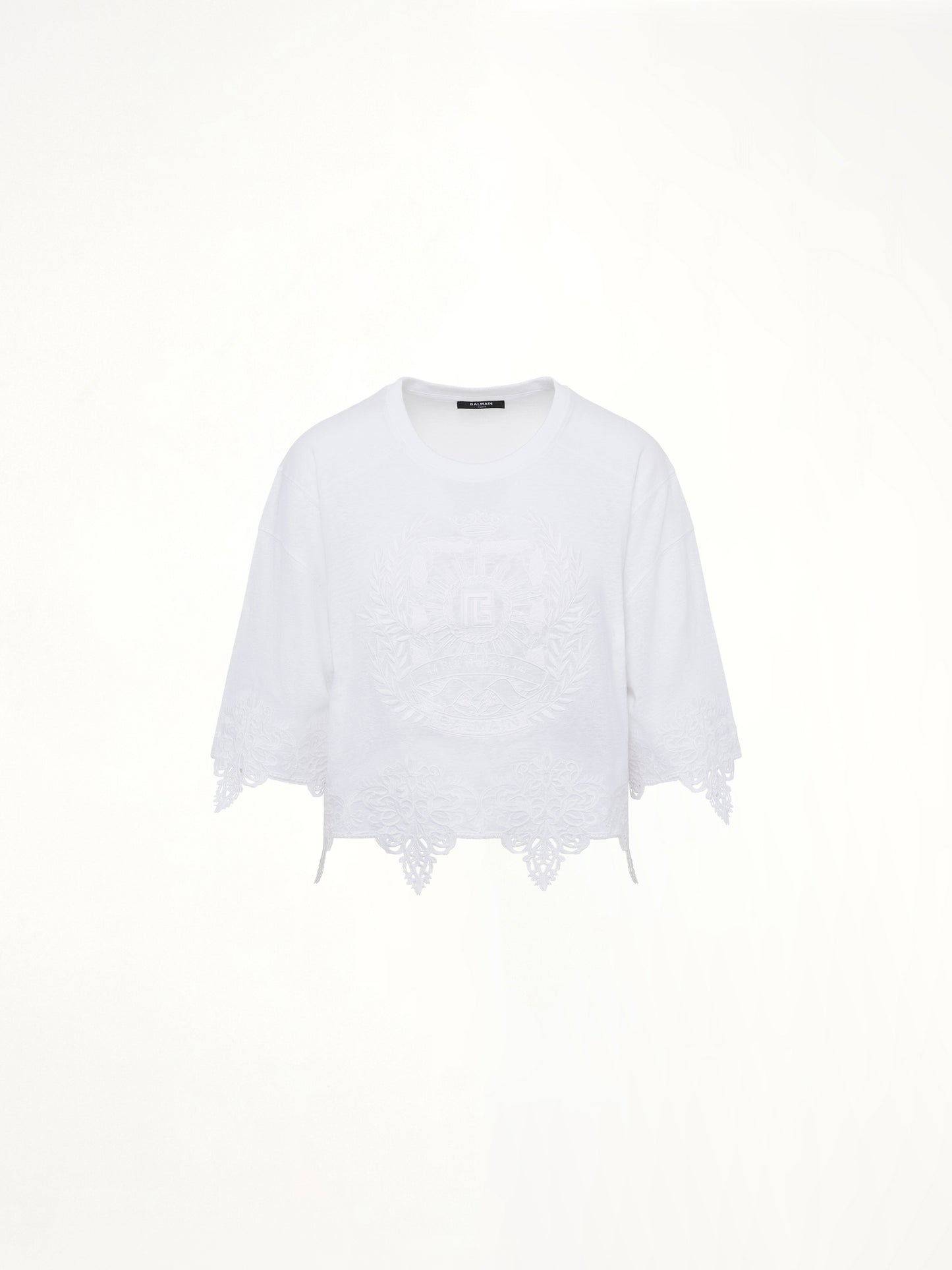 Balmain Emblem Baseball T-Shirt in White