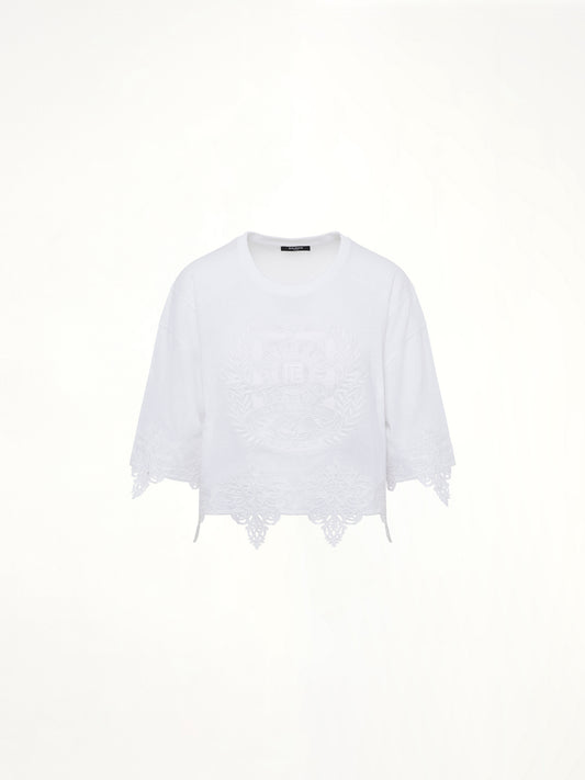 Balmain Emblem Baseball T-Shirt in White