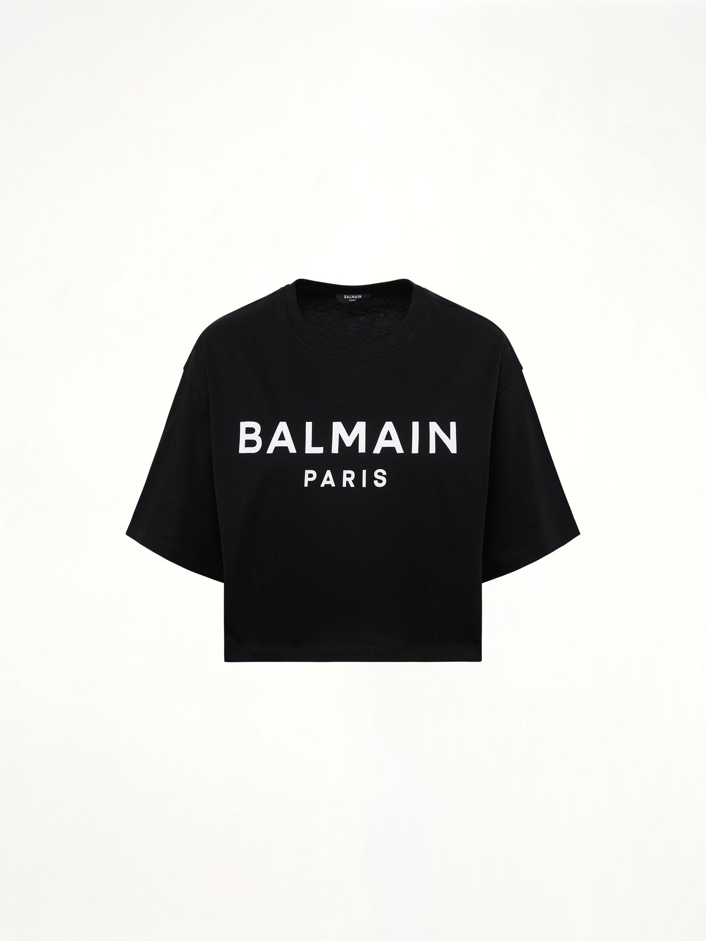 Cropped Print Logo Eco T-Shirt in Black