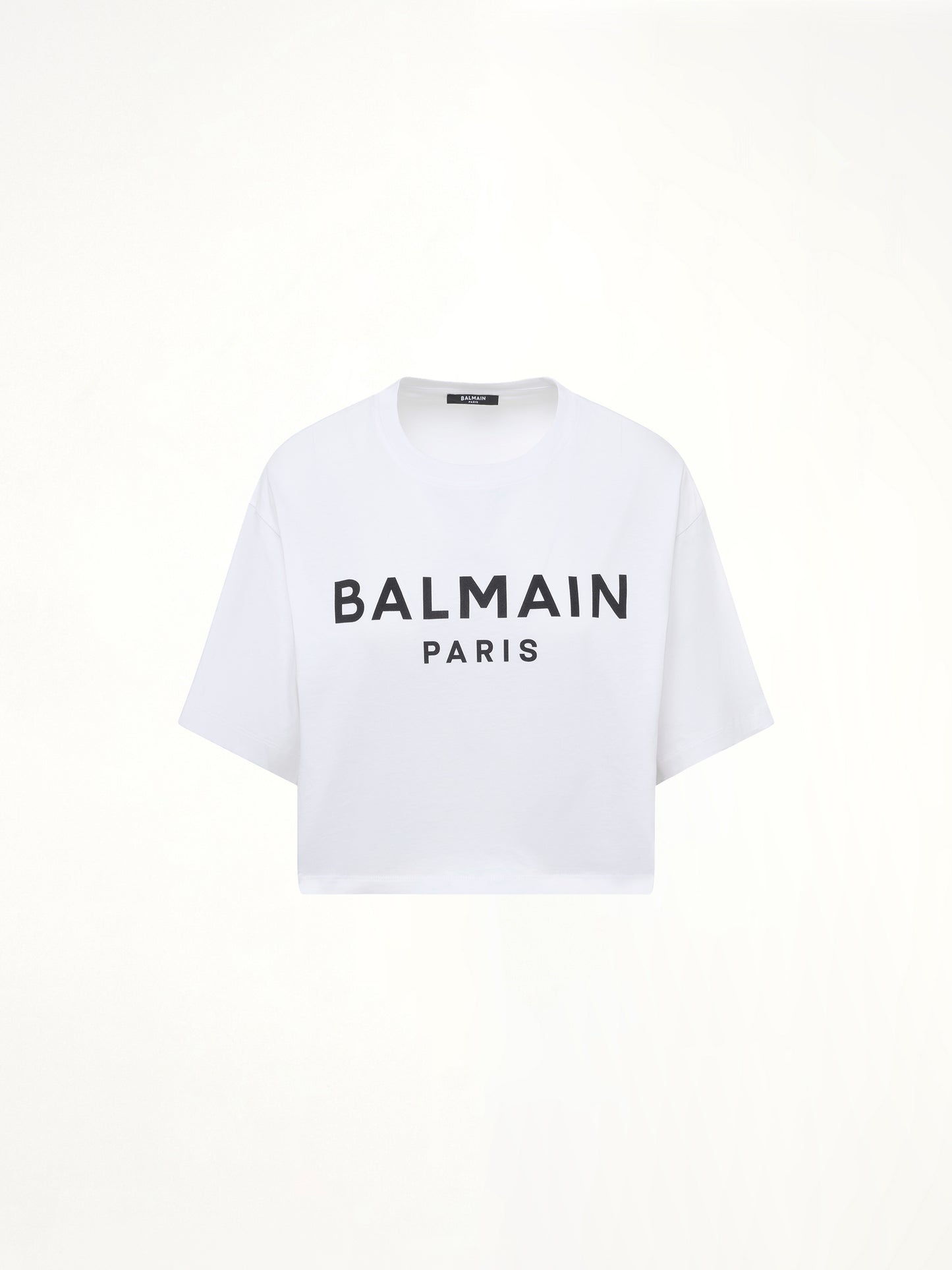 Logo Print Cropped T-Shirt in White/Black