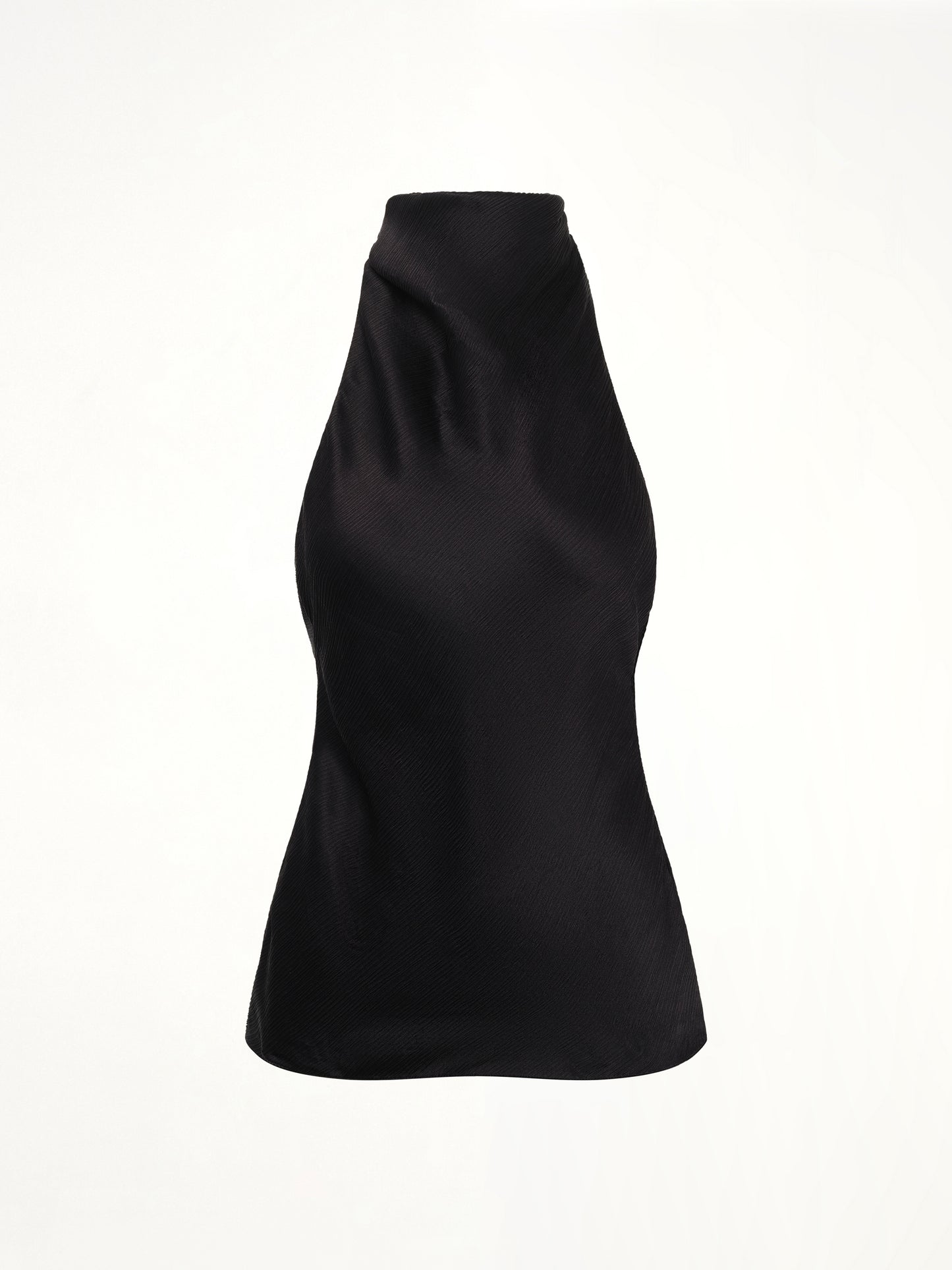 Halterneck Crepe Satin Top in Black