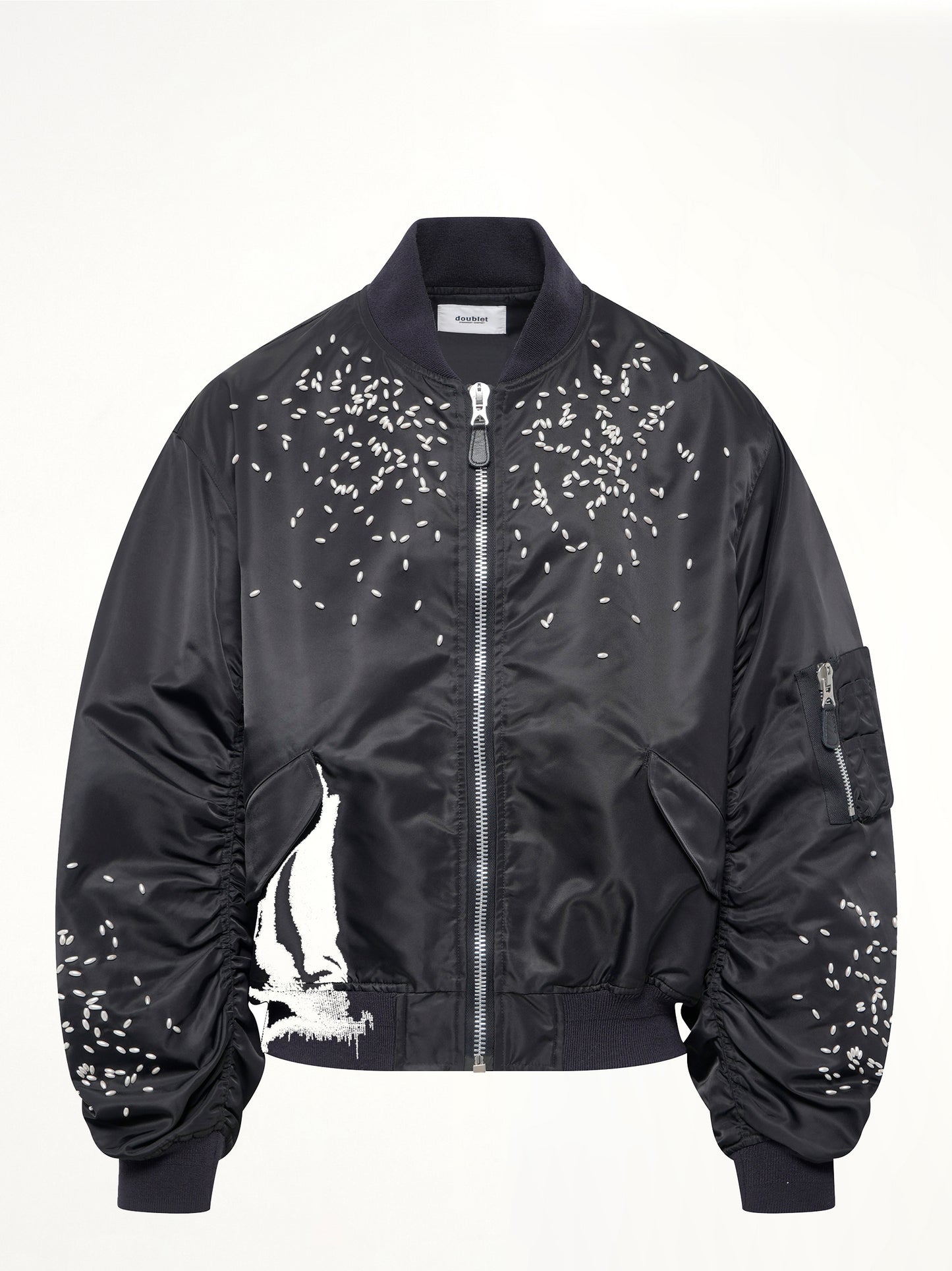 Spilled Rice Bomber Jacket in Black