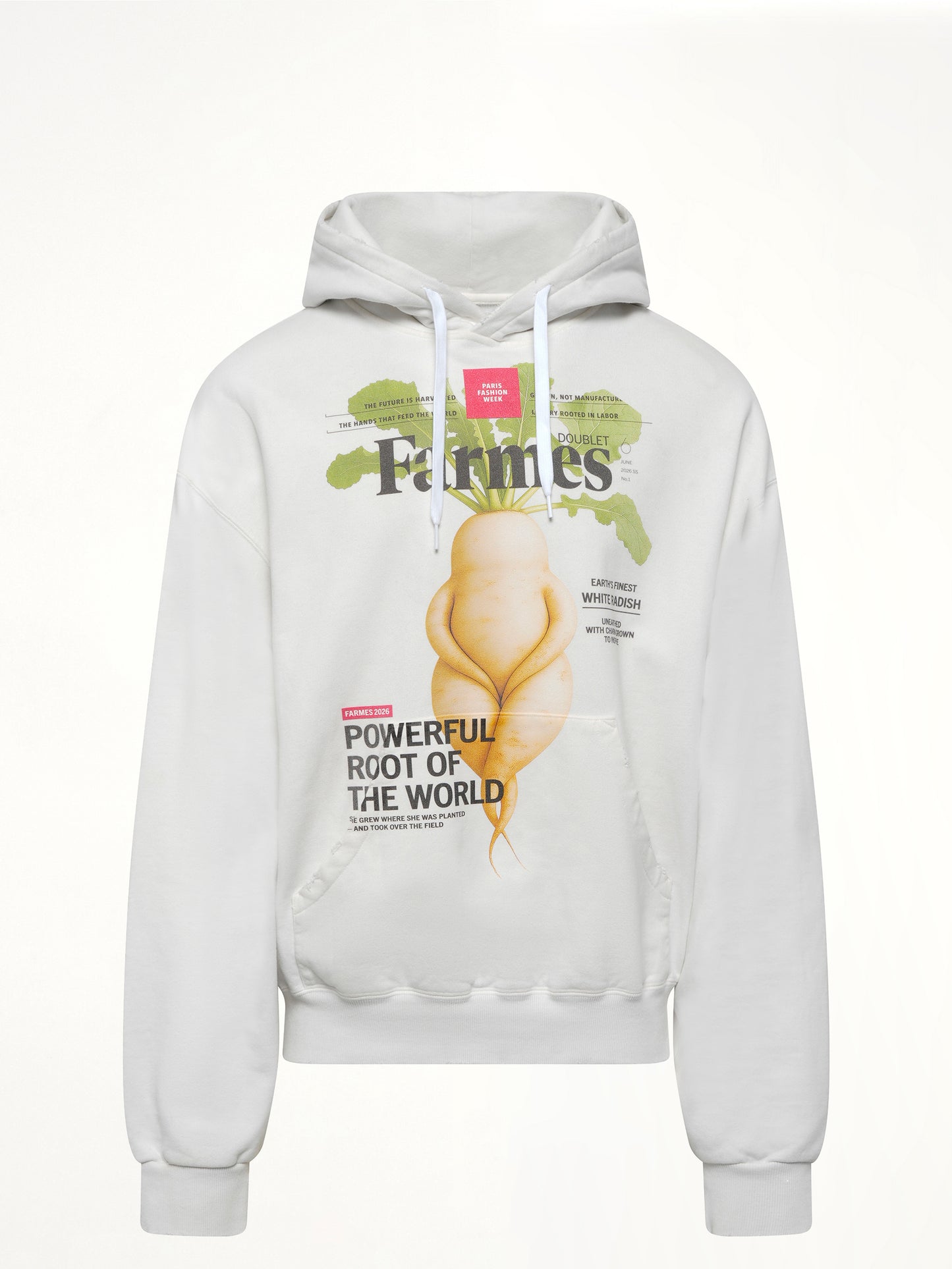 Farmes Magazine Cover Hoodie in White