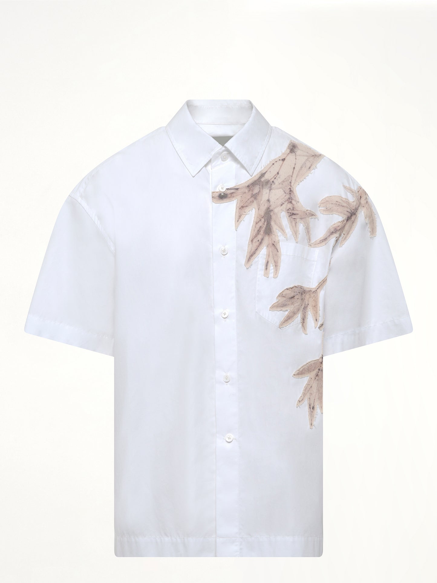 Bamboo Printed Short Sleeve Shirt in White