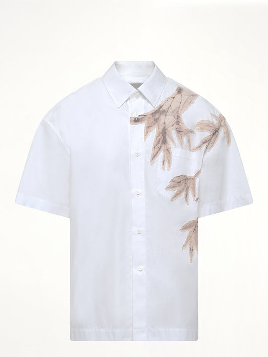Bamboo Printed Short Sleeve Shirt in White