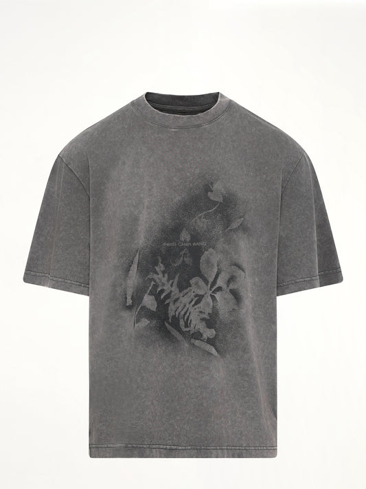 Spray Painted Plant T-Shirt in Grey