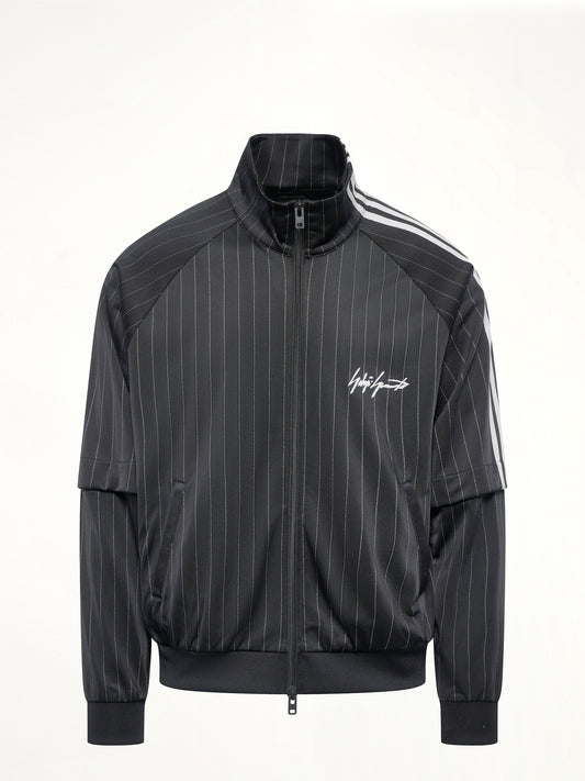 Pinstripe  Track Top in Black