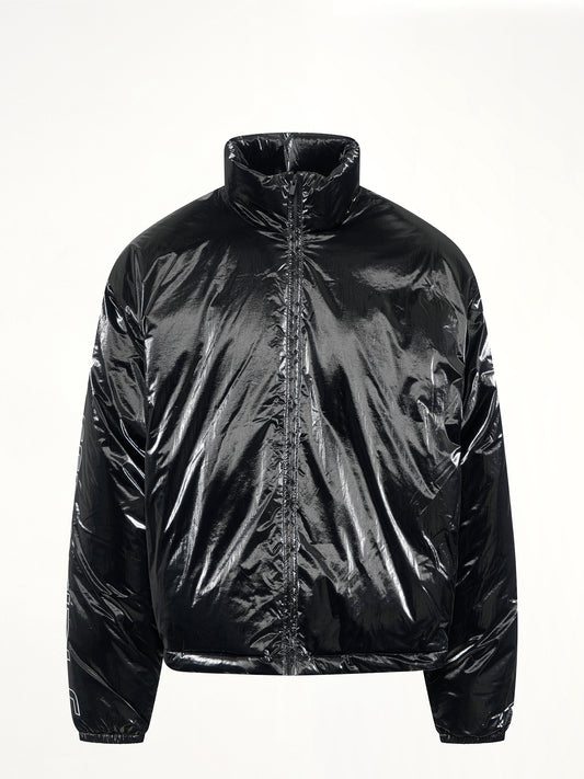 Puffer Jacket in Metallic Black