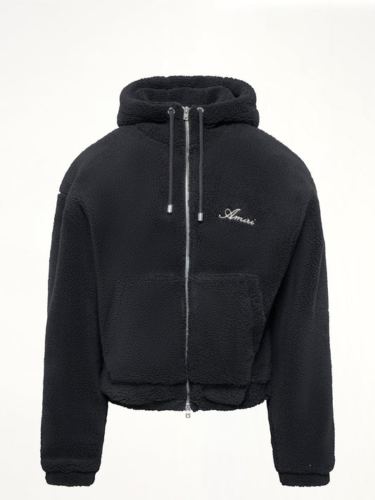 Bones Fleece Zip Hoodie in Black