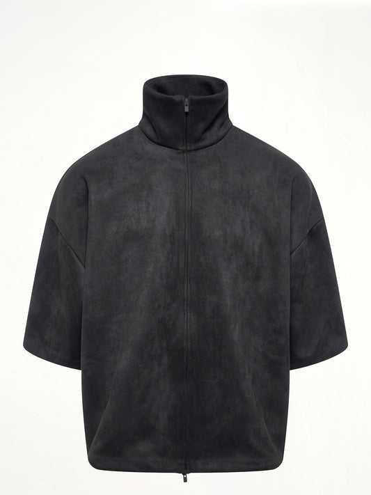 High Neck 3/4 Sleeve Jacket in Vintage Black