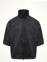 High Neck 3/4 Sleeve Jacket in Vintage Black