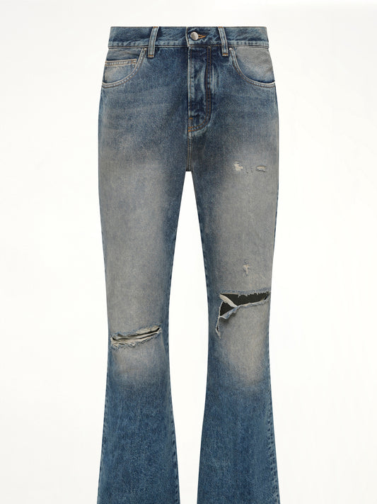 Slashed Boot Cut Jean in Denim Lapis