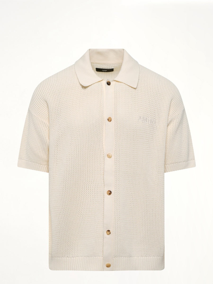 Amiri Crochet Mesh Shirt in Ivory