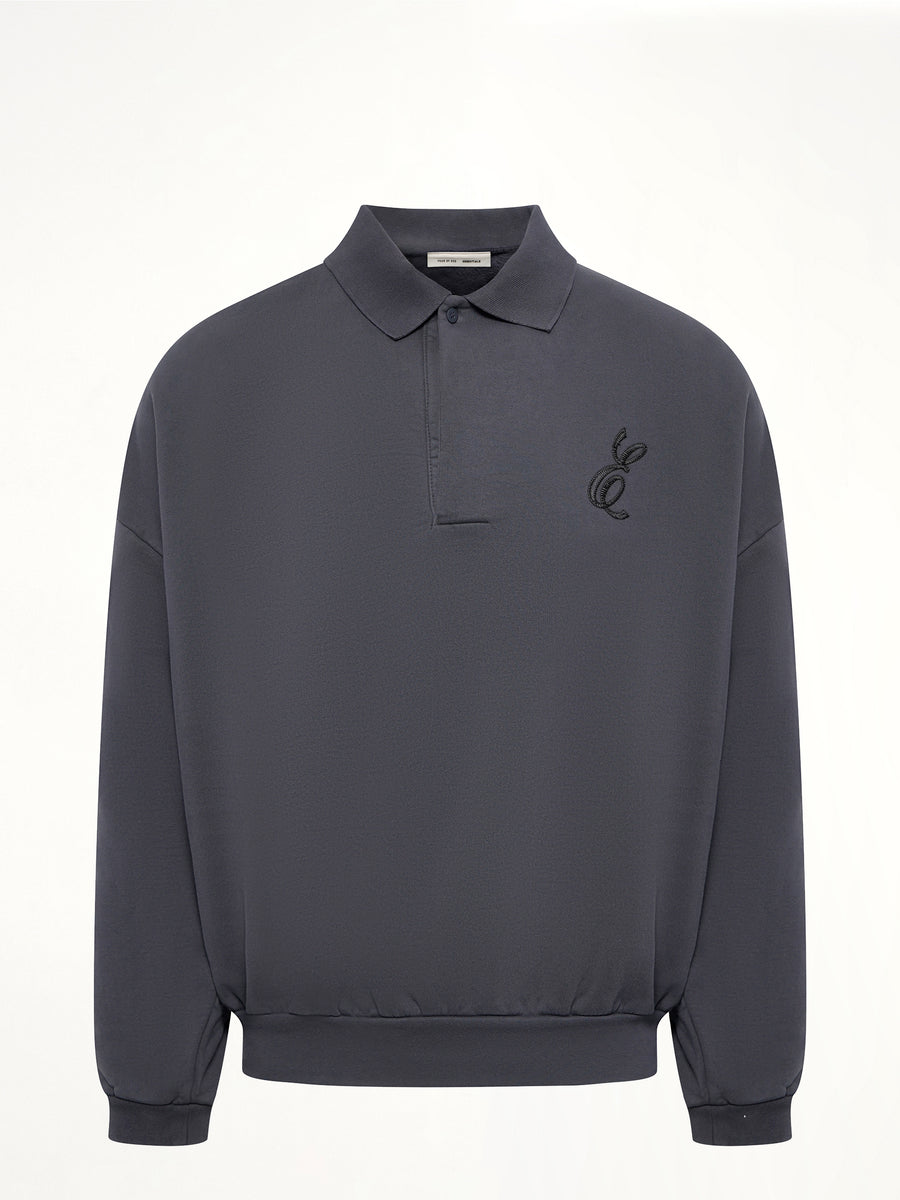 Classic Polo Sweatshirt in Vintage Black