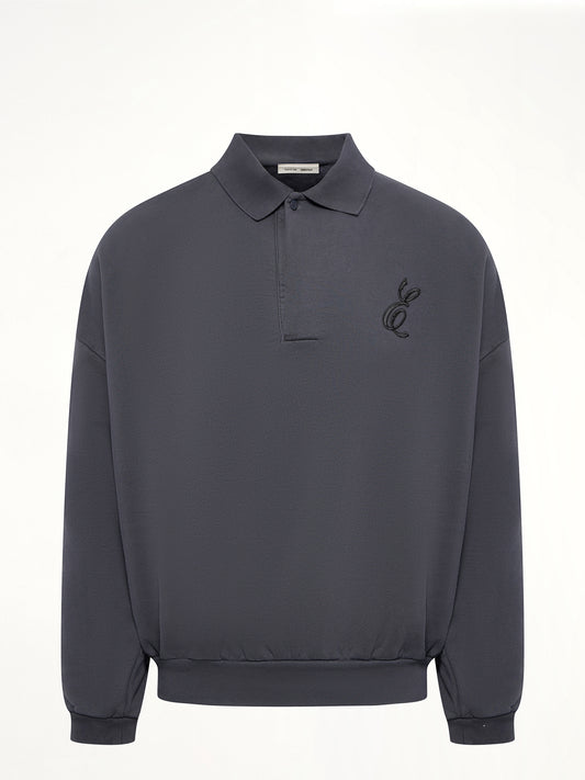 Classic Polo Sweatshirt in Vintage Black