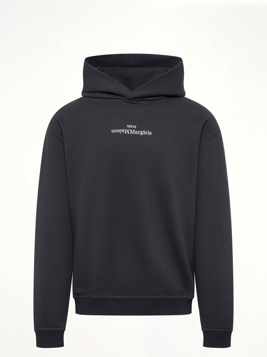 Upside Down Logo Hoodie in Black
