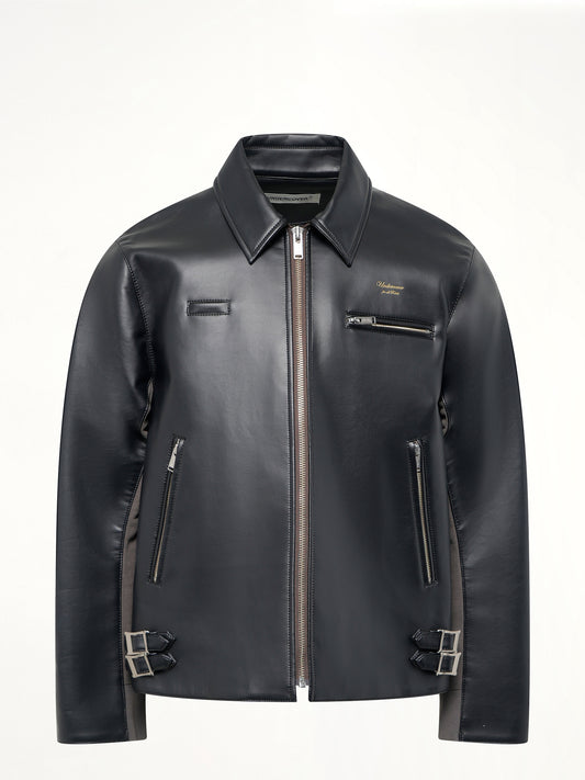 Faux Leather Blouson in Black