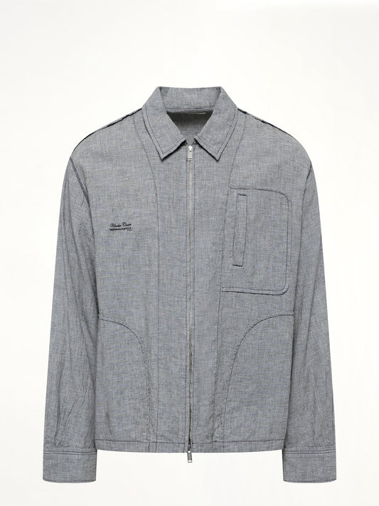 Linen Stripe Blouson in White/Black