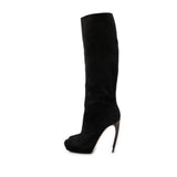 Alexander Mcqueen Suede Boots in Black Side View | ALEXANDER MCQUEEN