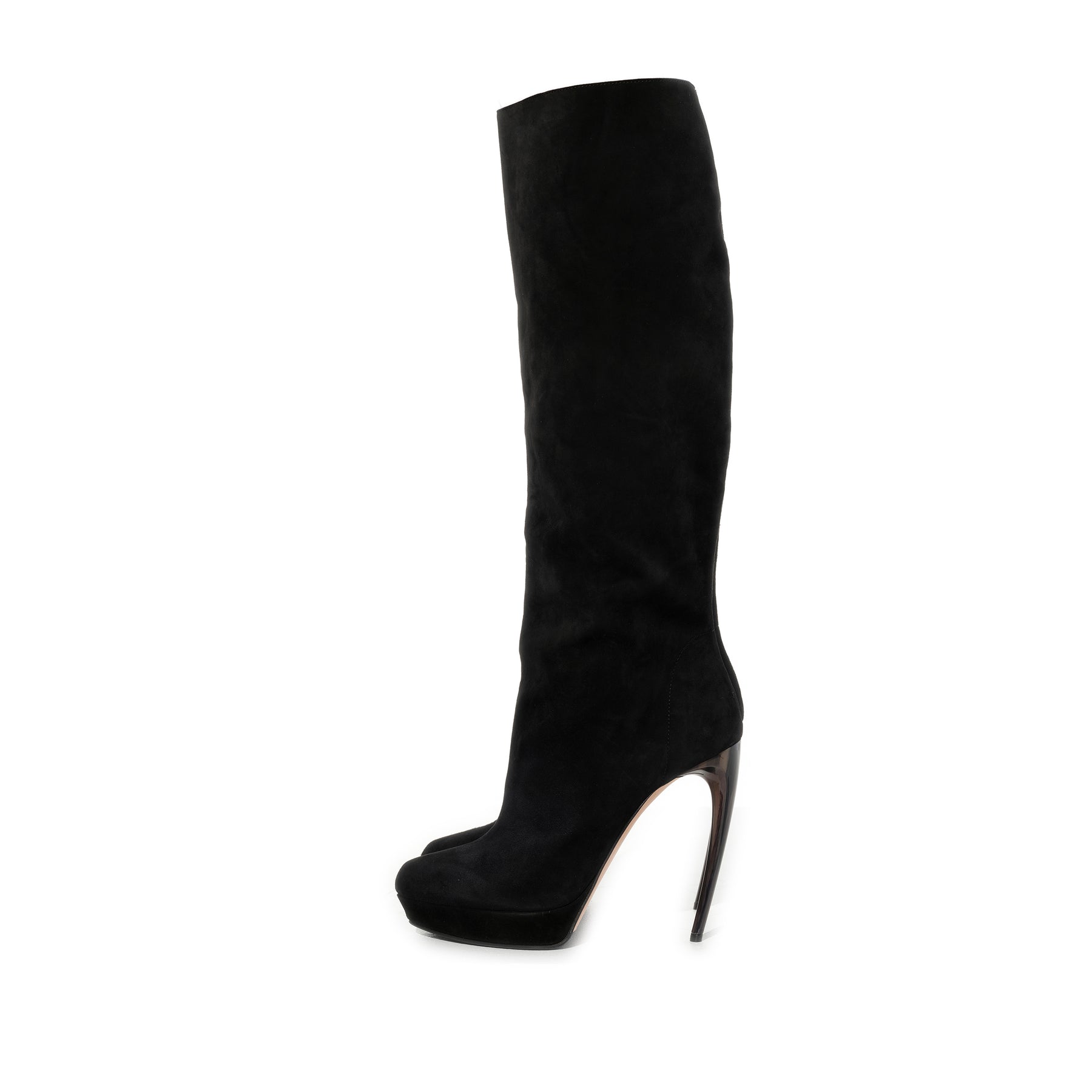 Alexander Mcqueen Suede Boots in Black Side View | ALEXANDER MCQUEEN
