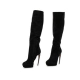 Alexander Mcqueen Suede Boots in Black Front View | ALEXANDER MCQUEEN