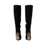 Alexander Mcqueen Suede Boots in Black Back View | ALEXANDER MCQUEEN