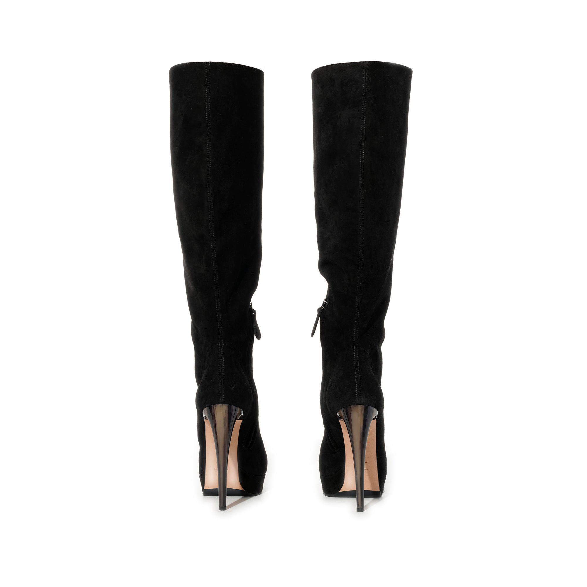 Alexander Mcqueen Suede Boots in Black Back View | ALEXANDER MCQUEEN