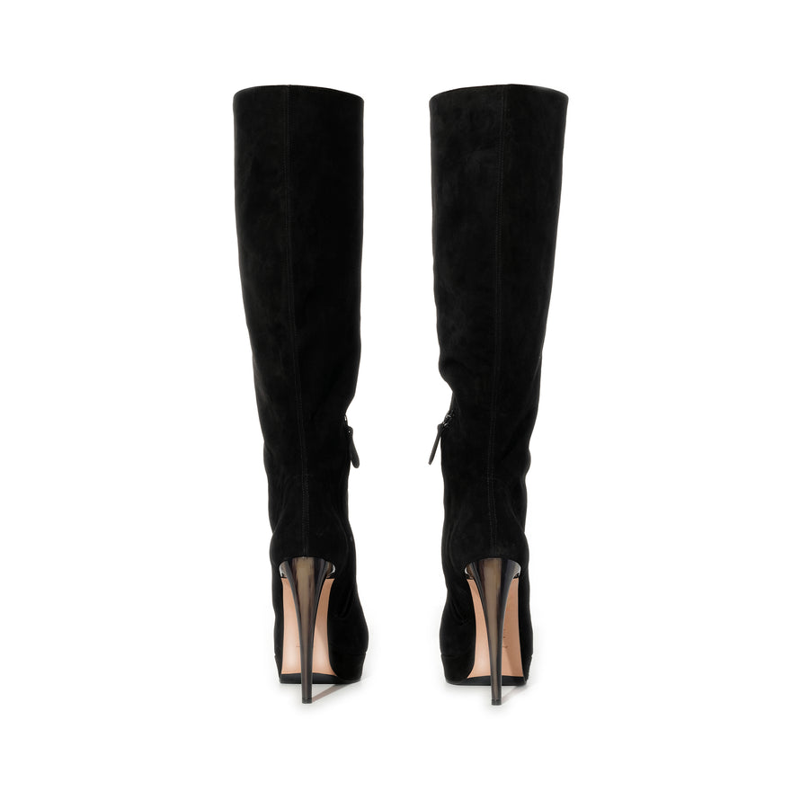 Alexander Mcqueen Suede Boots in Black Back View | ALEXANDER MCQUEEN