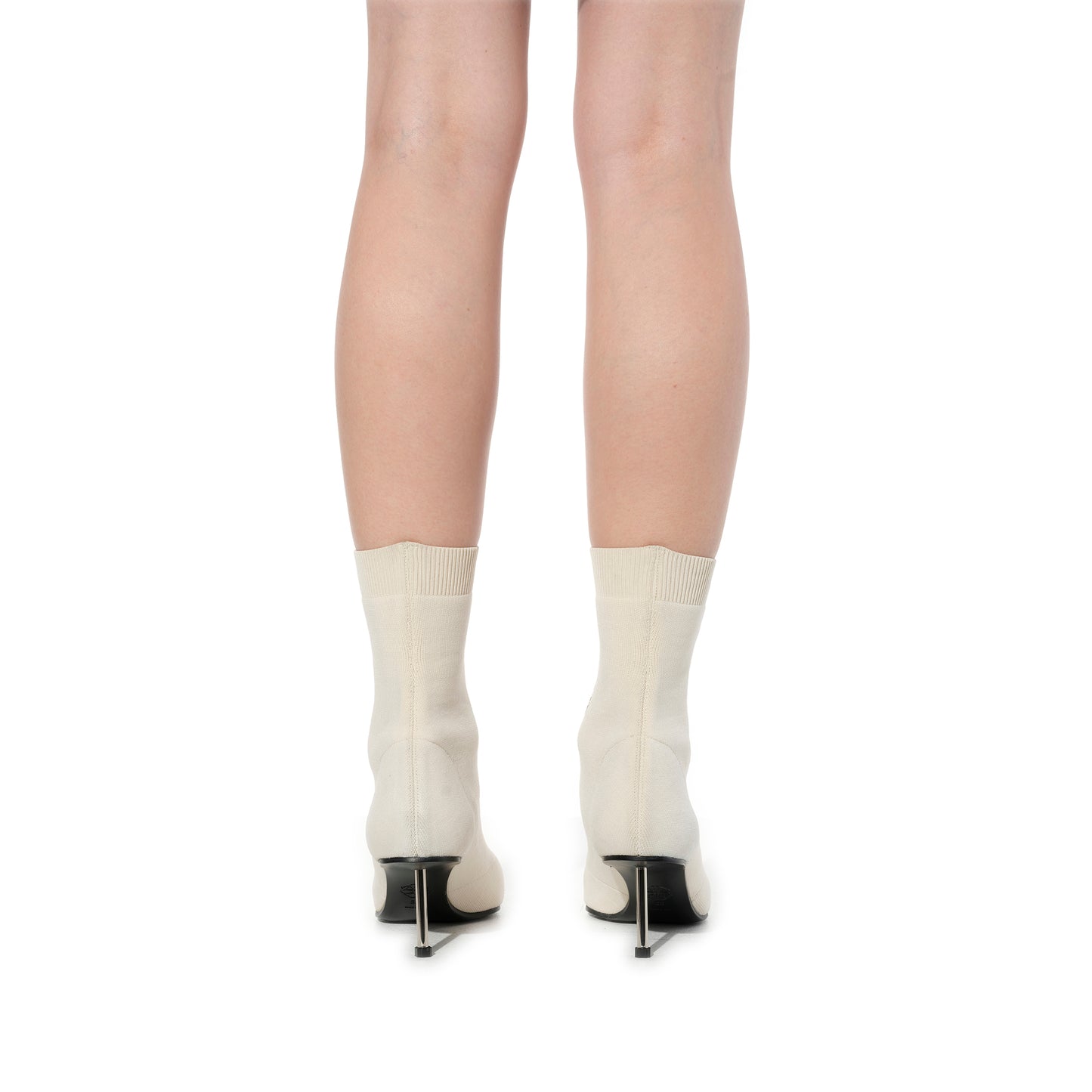 Fabric Leather Boots in Ivory