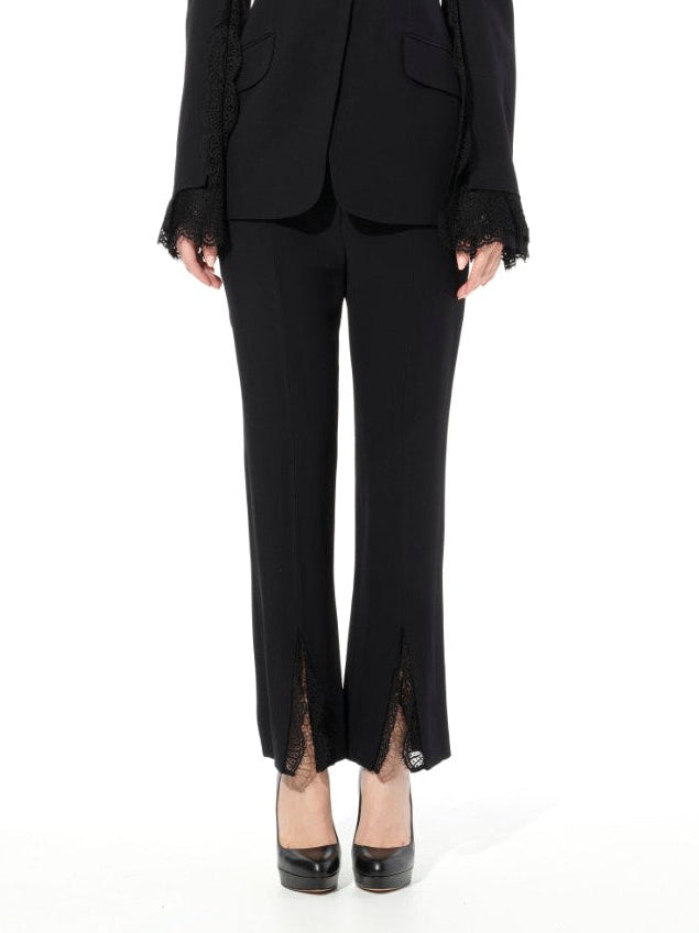 Leaf Lace Cig Pants in Black