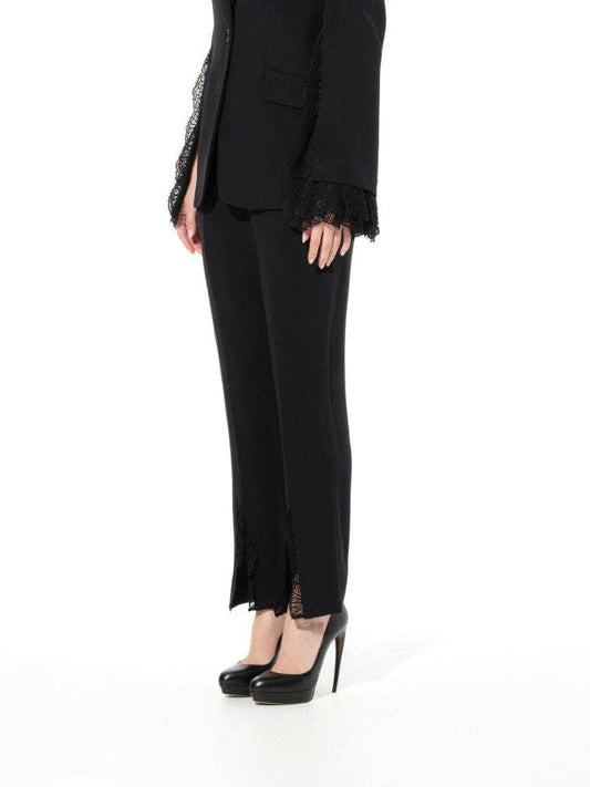 Leaf Lace Cig Pants in Black