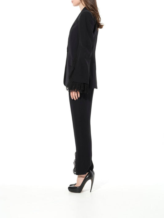 Leaf Lace Cig Pants in Black