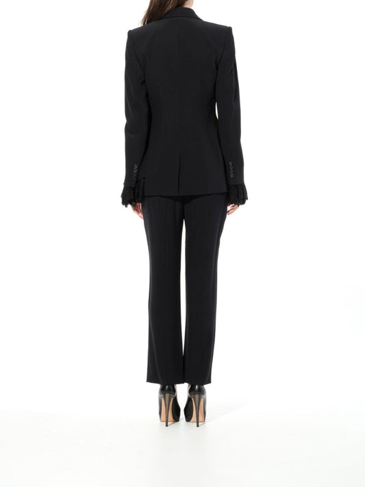 Leaf Lace Cig Pants in Black