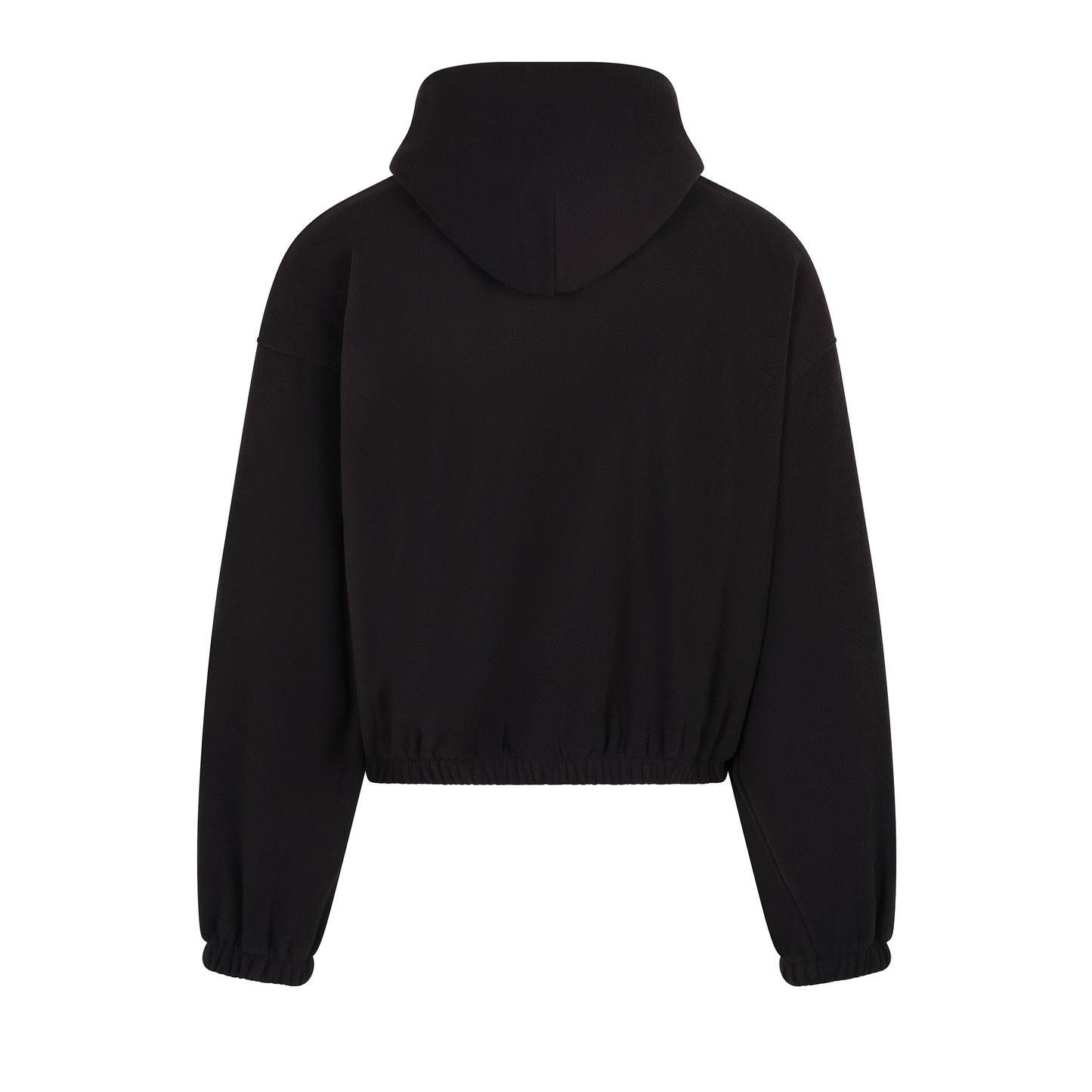 Wave Logo Fleece Zip-Up Hoodie in Black