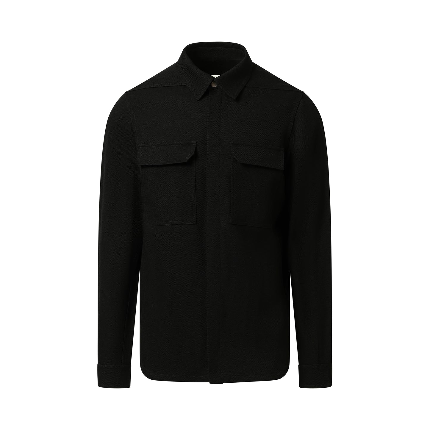 Wool Drill Outer Shirt in Black