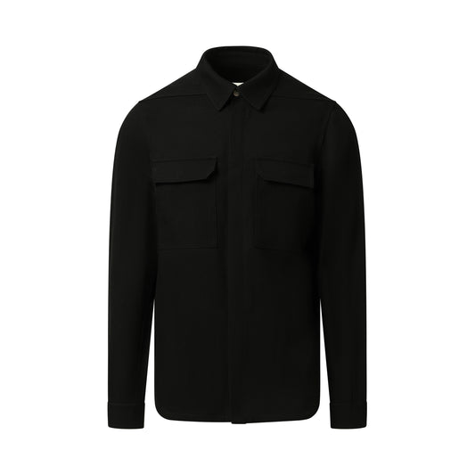 Wool Drill Outer Shirt in Black