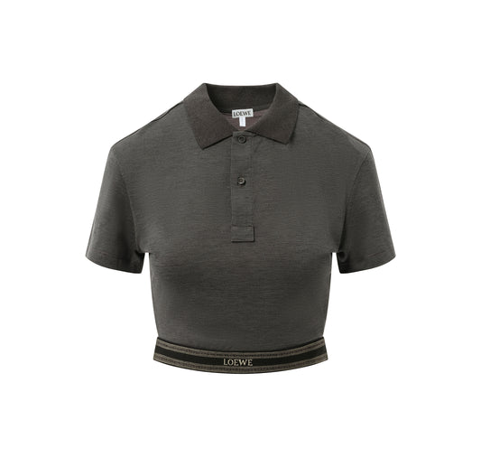 Cropped Polo in Charcoal Melange