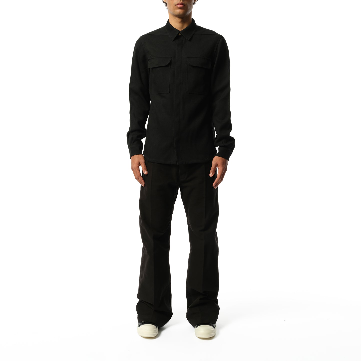 Wool Drill Outer Shirt in Black