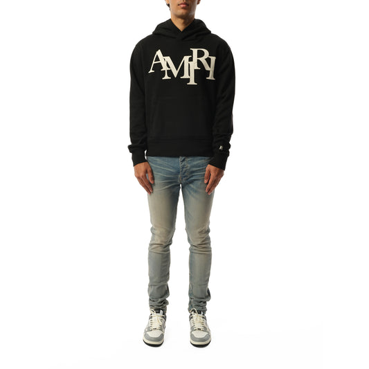 Amiri Staggered Hoodie in Black/White