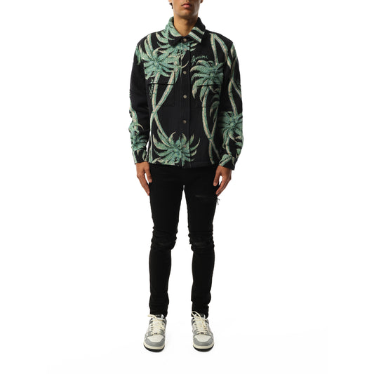 Palm Tapestry Overshirt in Black