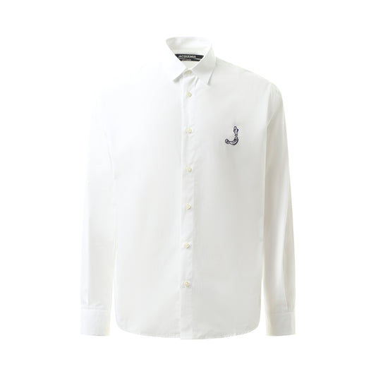 La Chemise Simon Logo Fish Print in White