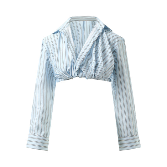 La Chemise Bahia Courte in Print Blue Stripe