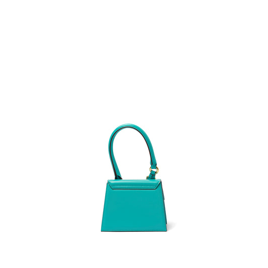 Le Chiquito Moyen Boucle Leather Bag in Turquoise