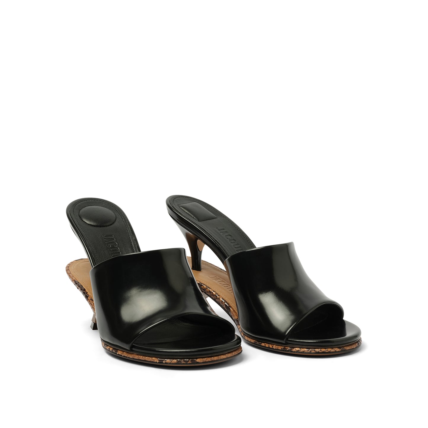 Les Doubles Mules in Black/Light Brown